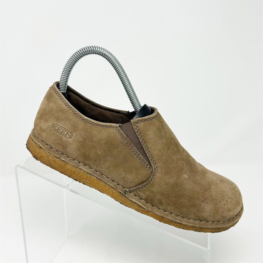 KEEN Women's Brown Leather Slip-On Loafers Size 6.5 Casual Shoes Crepe Sole